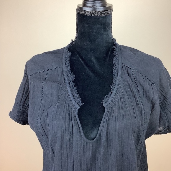 ARITZIA GOLDEN TNA COTTON BOHO BLACK BLOUSE - Picture 2 of 8